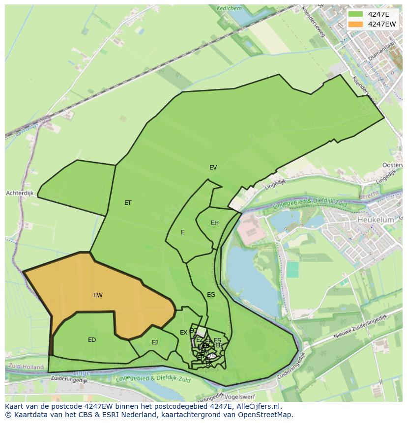 Afbeelding van het postcodegebied 4247 EW op de kaart.