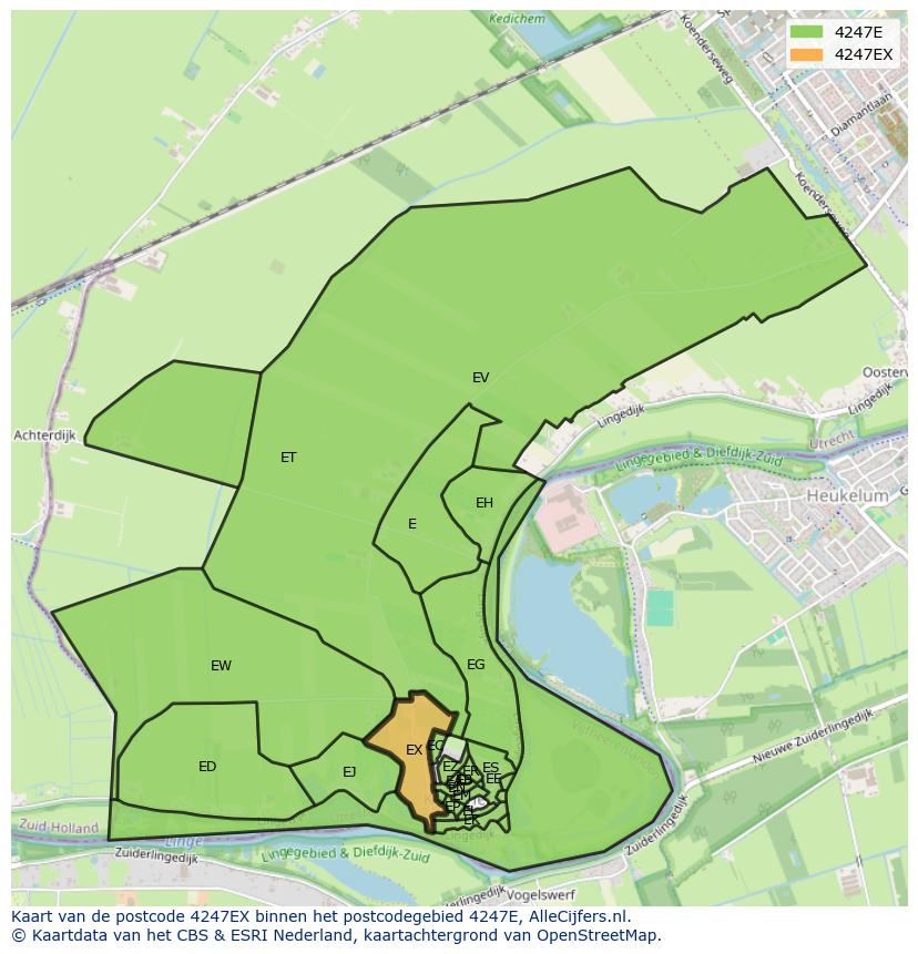 Afbeelding van het postcodegebied 4247 EX op de kaart.