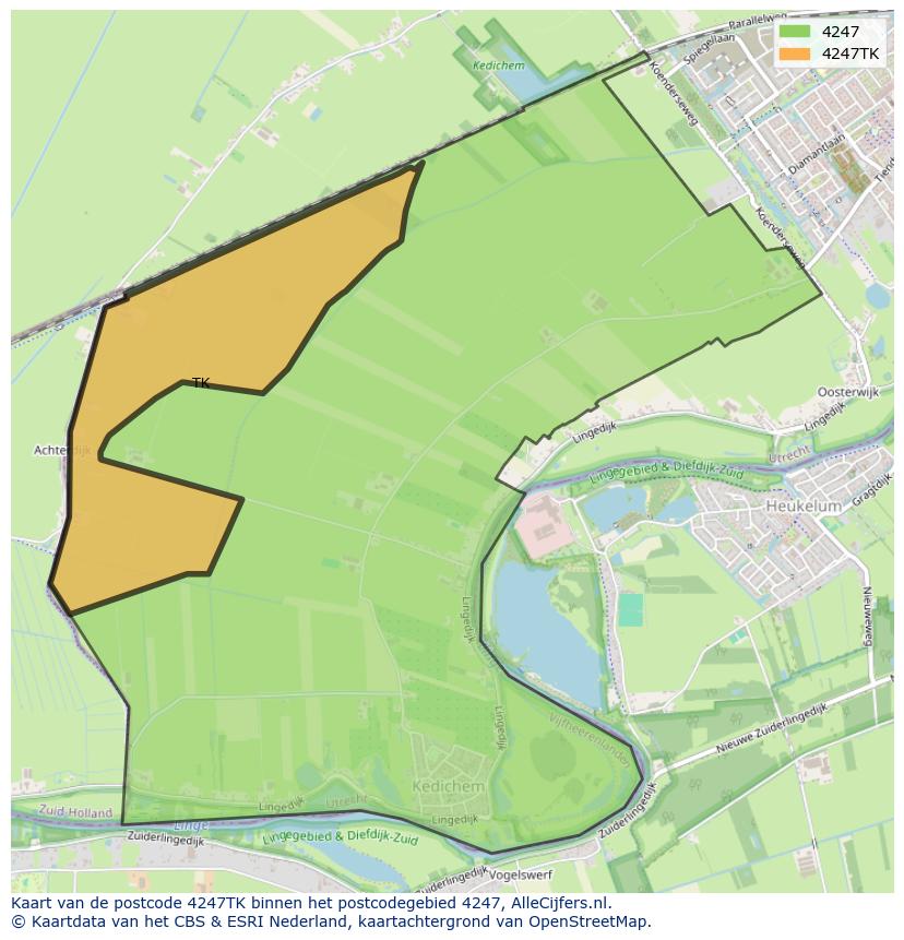 Afbeelding van het postcodegebied 4247 TK op de kaart.