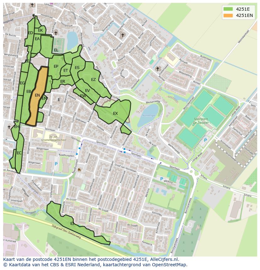Afbeelding van het postcodegebied 4251 EN op de kaart.