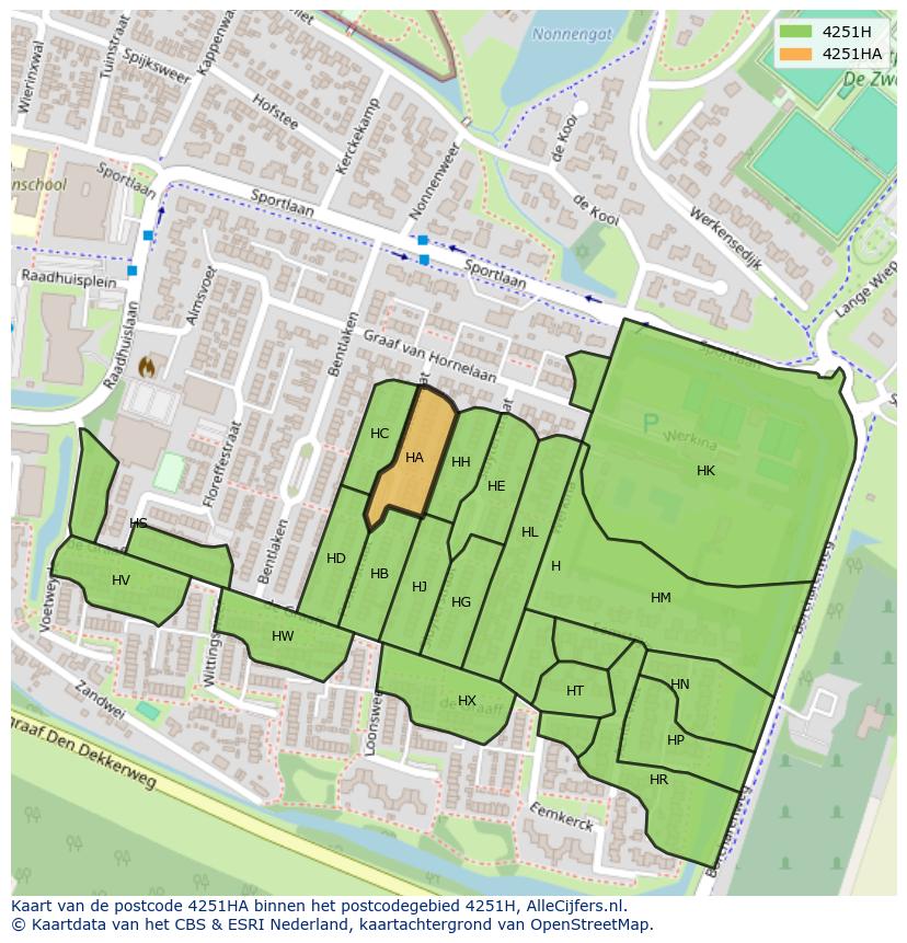 Afbeelding van het postcodegebied 4251 HA op de kaart.