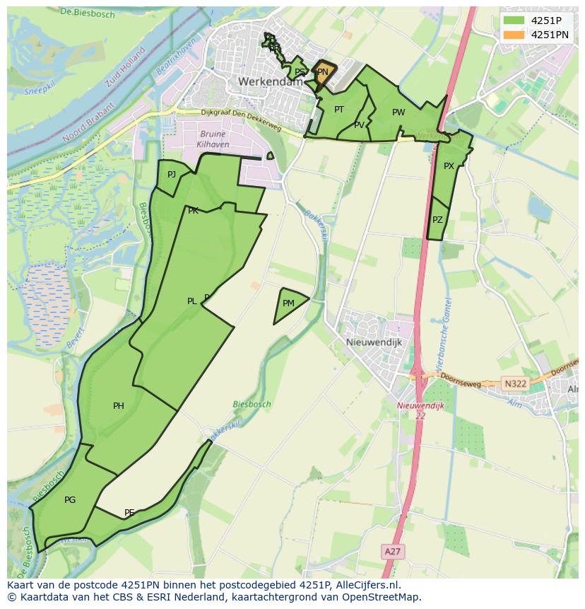 Afbeelding van het postcodegebied 4251 PN op de kaart.