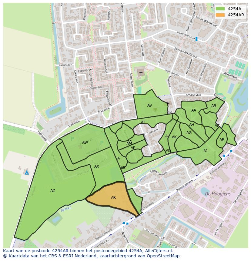 Afbeelding van het postcodegebied 4254 AR op de kaart.