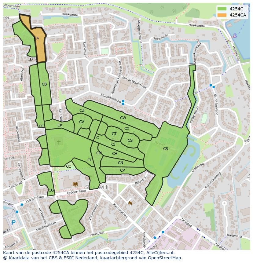 Afbeelding van het postcodegebied 4254 CA op de kaart.