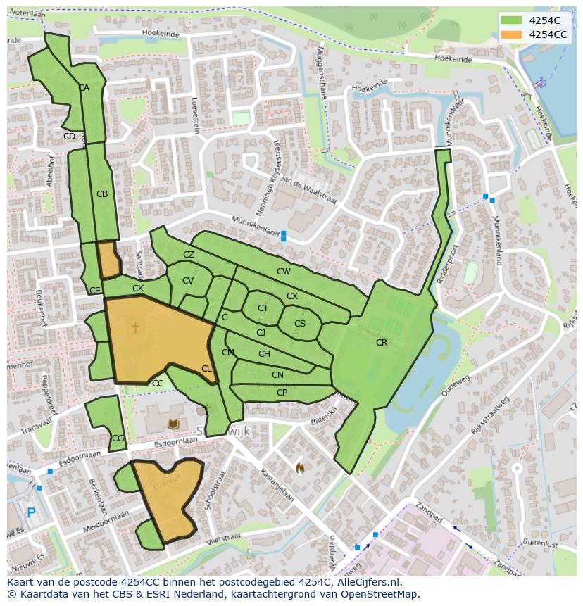 Afbeelding van het postcodegebied 4254 CC op de kaart.