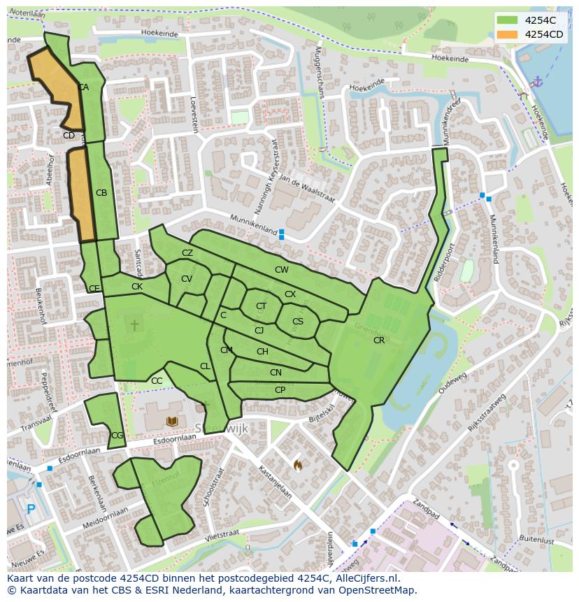 Afbeelding van het postcodegebied 4254 CD op de kaart.
