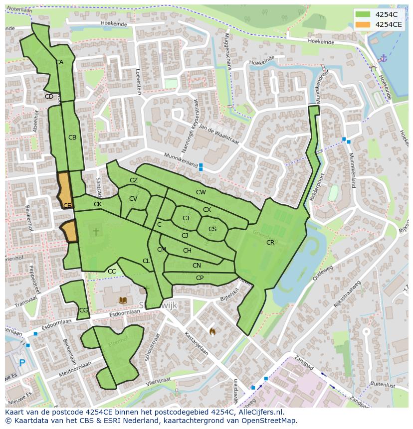 Afbeelding van het postcodegebied 4254 CE op de kaart.