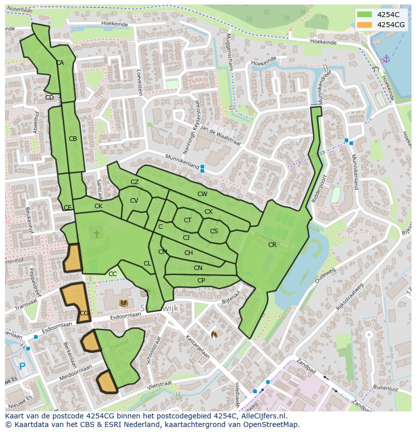 Afbeelding van het postcodegebied 4254 CG op de kaart.