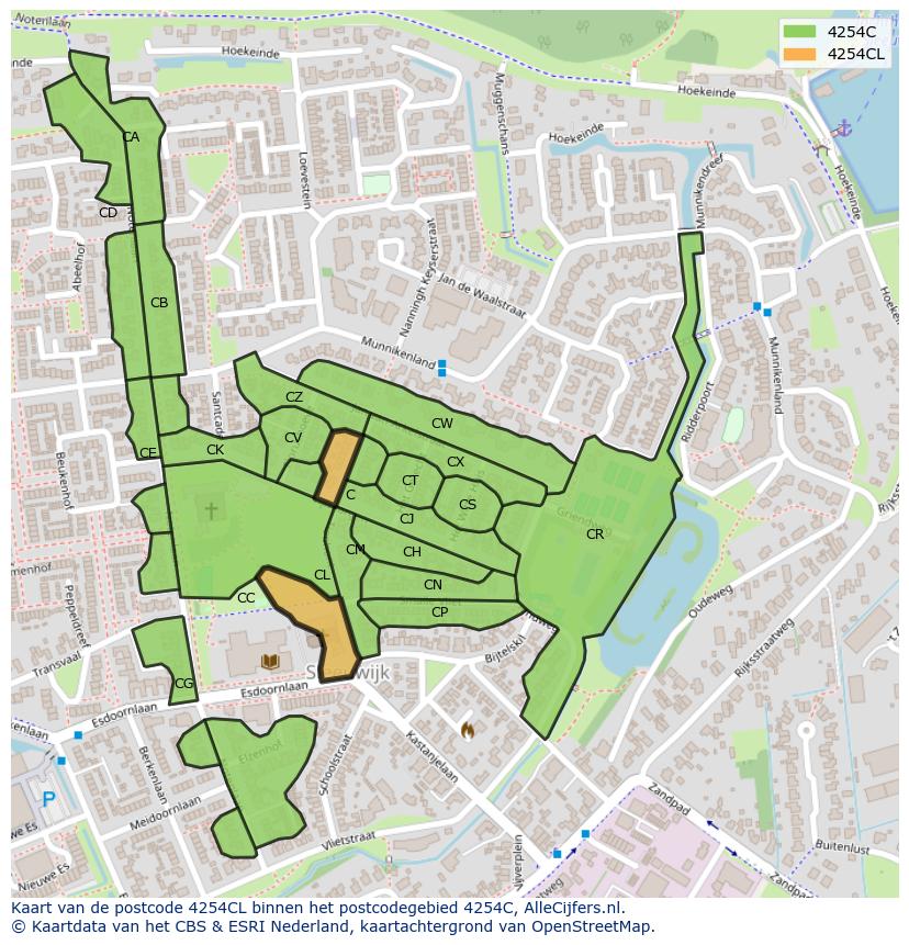 Afbeelding van het postcodegebied 4254 CL op de kaart.