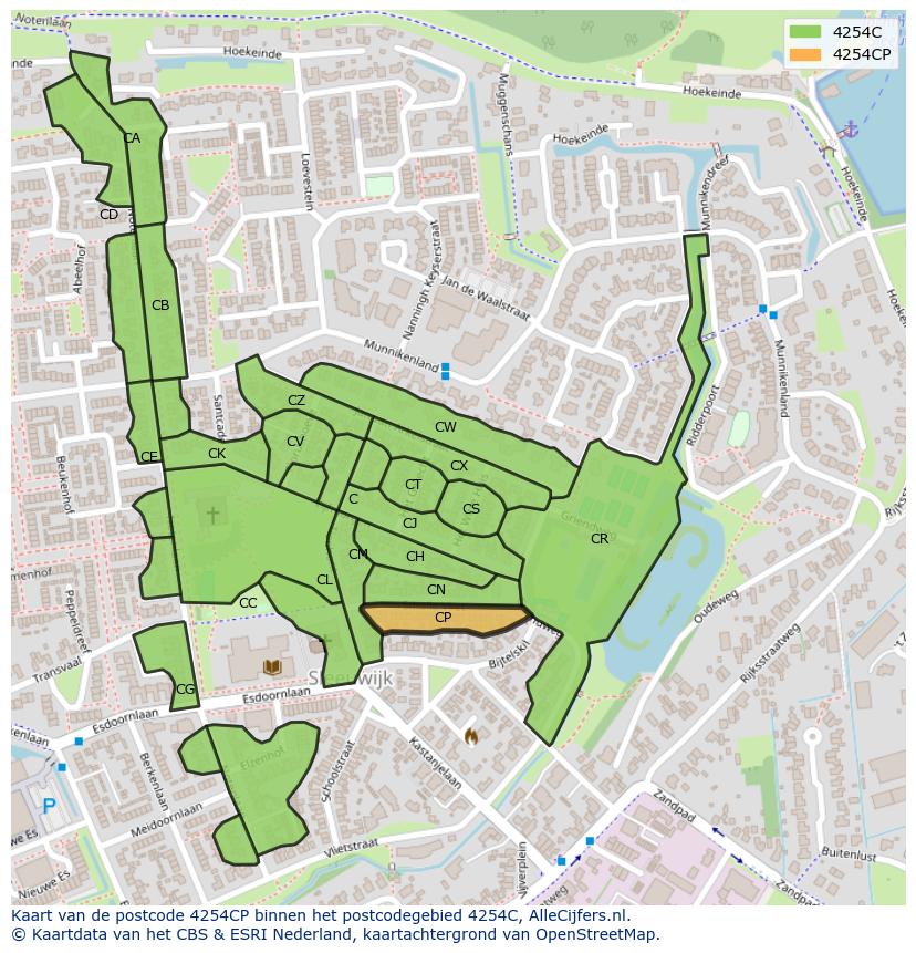 Afbeelding van het postcodegebied 4254 CP op de kaart.
