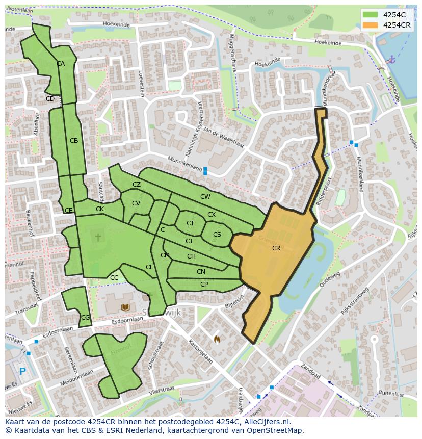 Afbeelding van het postcodegebied 4254 CR op de kaart.