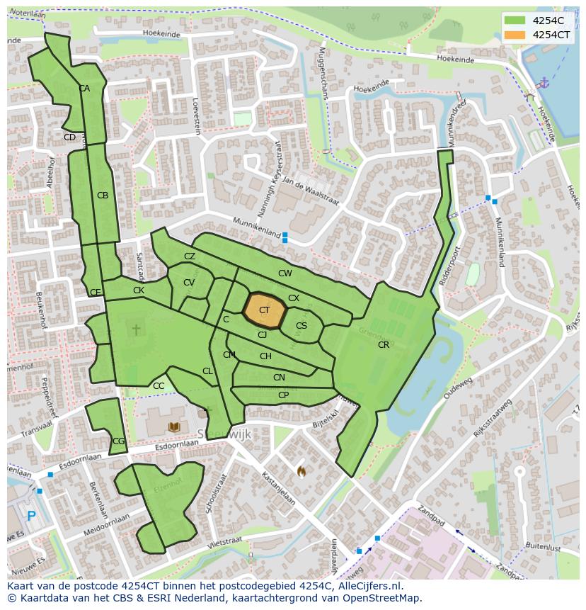 Afbeelding van het postcodegebied 4254 CT op de kaart.