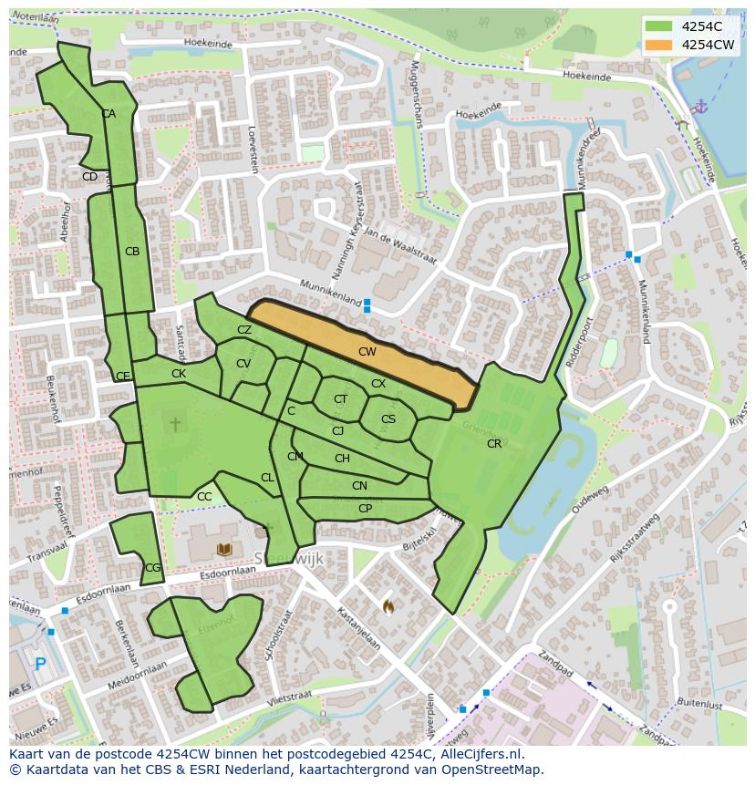 Afbeelding van het postcodegebied 4254 CW op de kaart.