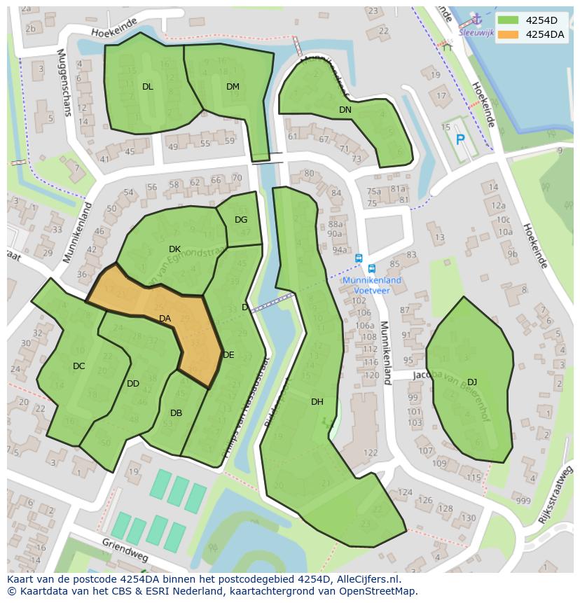 Afbeelding van het postcodegebied 4254 DA op de kaart.