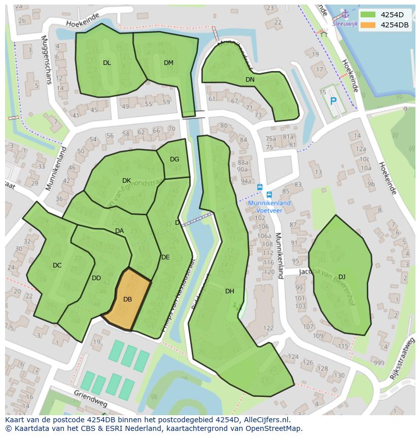Afbeelding van het postcodegebied 4254 DB op de kaart.