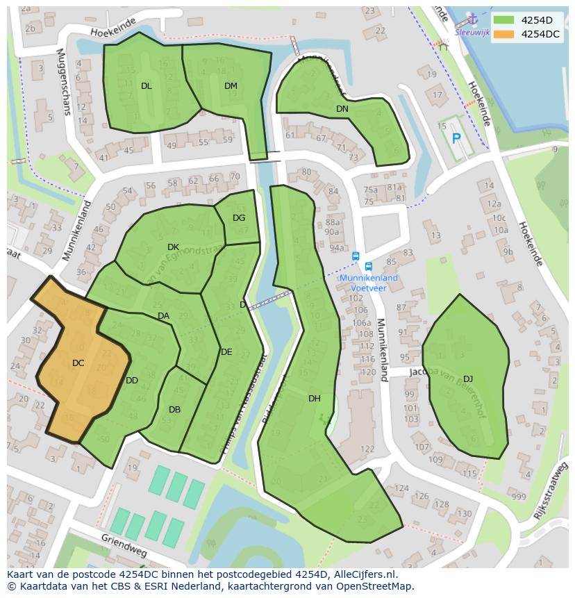Afbeelding van het postcodegebied 4254 DC op de kaart.