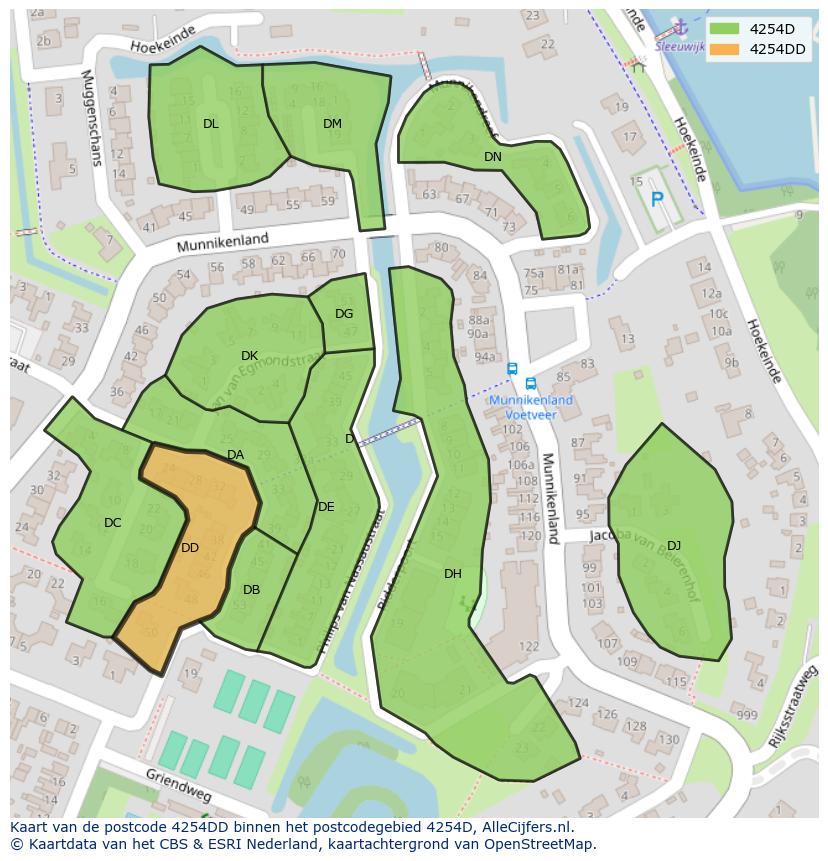 Afbeelding van het postcodegebied 4254 DD op de kaart.