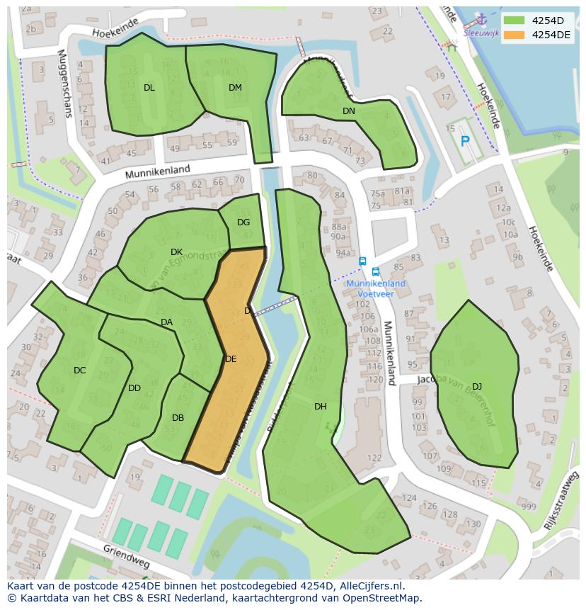 Afbeelding van het postcodegebied 4254 DE op de kaart.