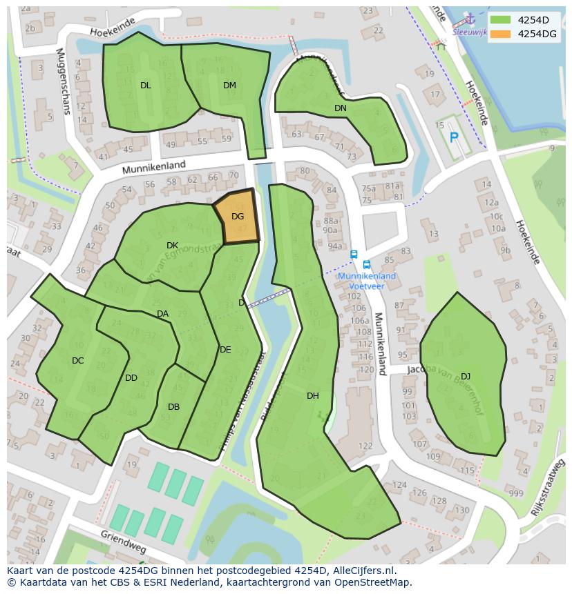 Afbeelding van het postcodegebied 4254 DG op de kaart.