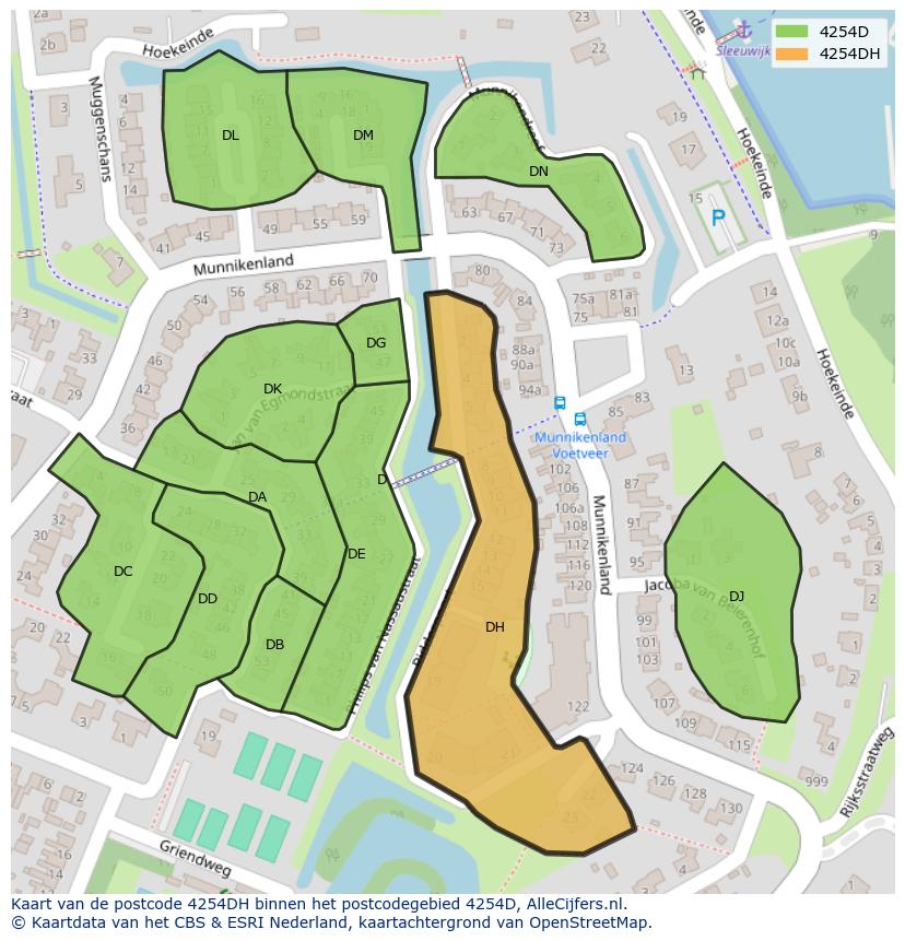 Afbeelding van het postcodegebied 4254 DH op de kaart.
