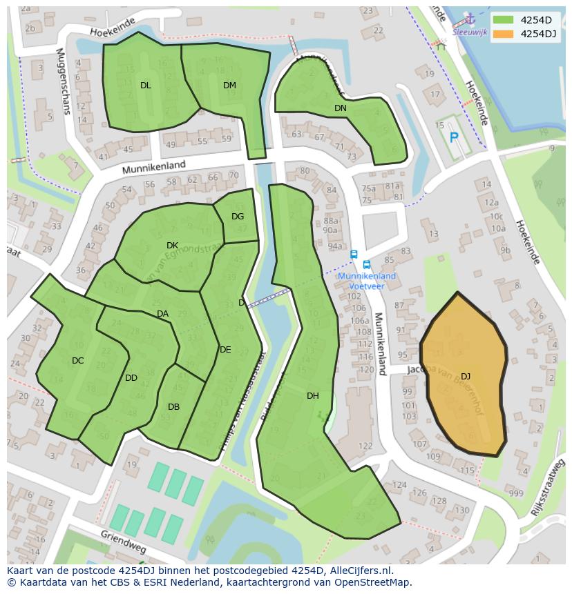 Afbeelding van het postcodegebied 4254 DJ op de kaart.
