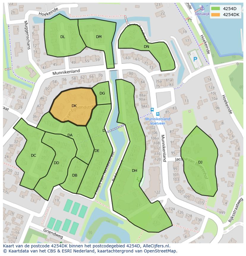 Afbeelding van het postcodegebied 4254 DK op de kaart.