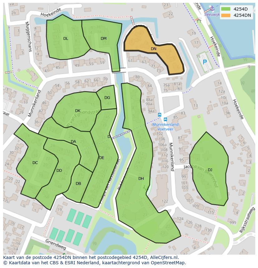 Afbeelding van het postcodegebied 4254 DN op de kaart.