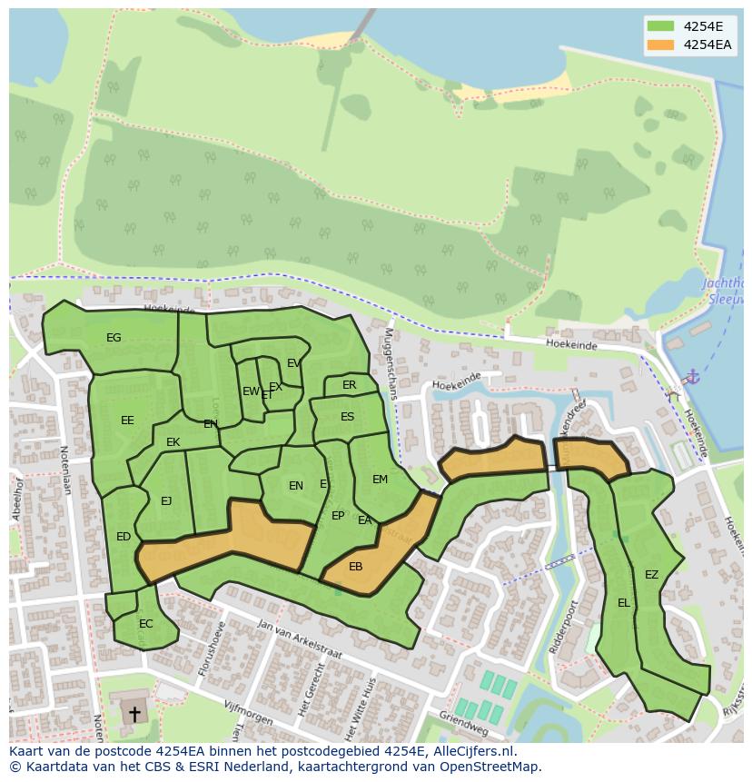 Afbeelding van het postcodegebied 4254 EA op de kaart.