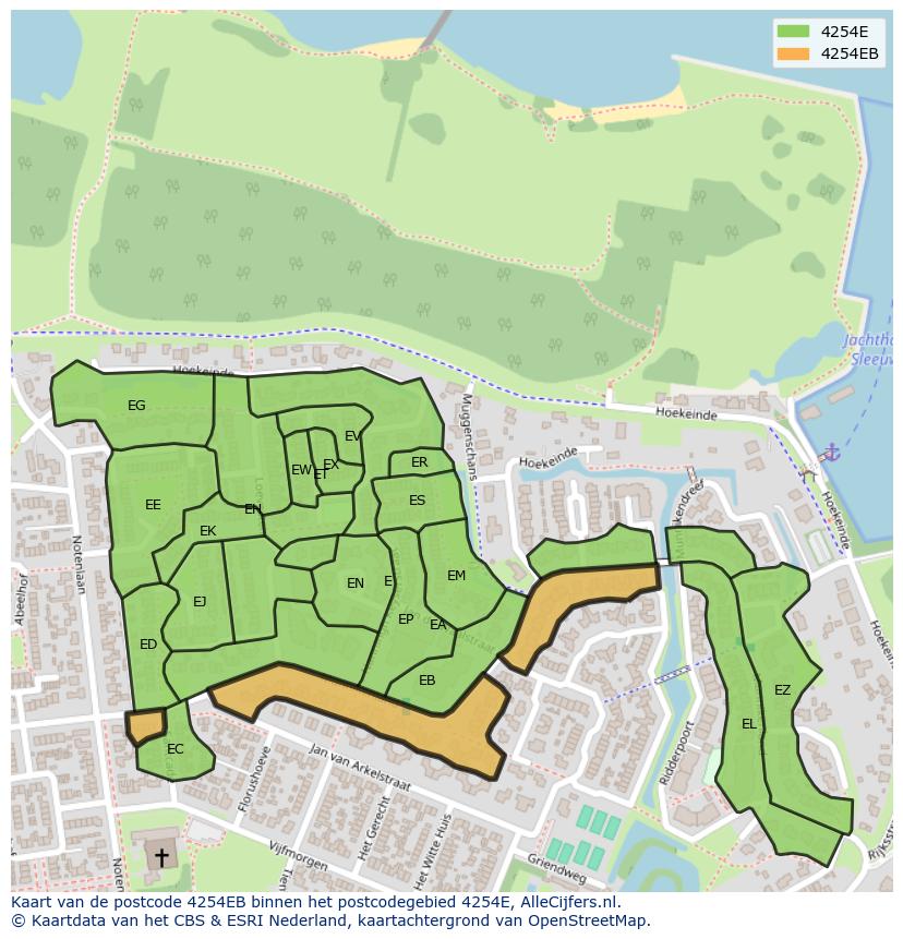 Afbeelding van het postcodegebied 4254 EB op de kaart.