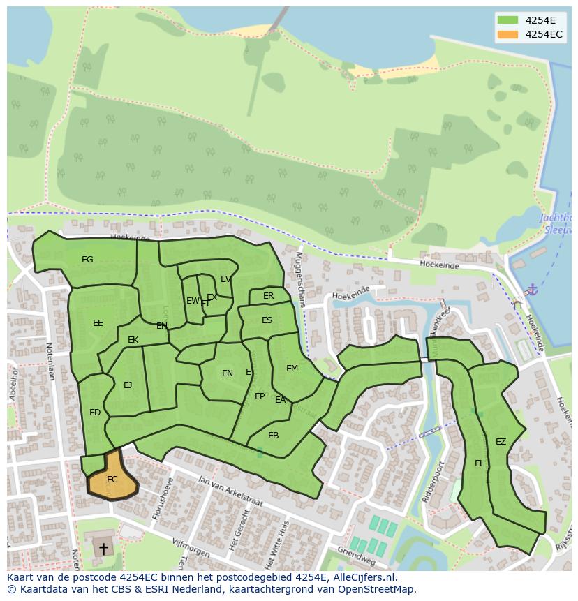 Afbeelding van het postcodegebied 4254 EC op de kaart.