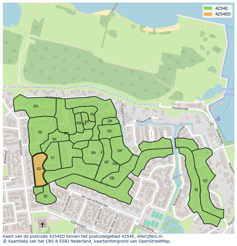 Afbeelding van het postcodegebied 4254 ED op de kaart.