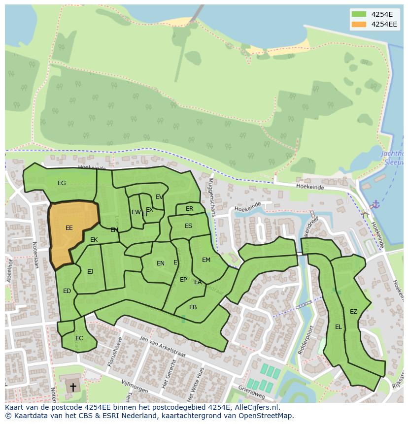 Afbeelding van het postcodegebied 4254 EE op de kaart.