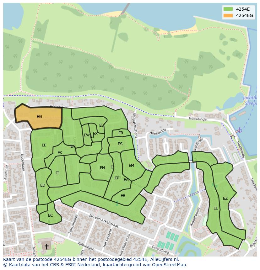 Afbeelding van het postcodegebied 4254 EG op de kaart.