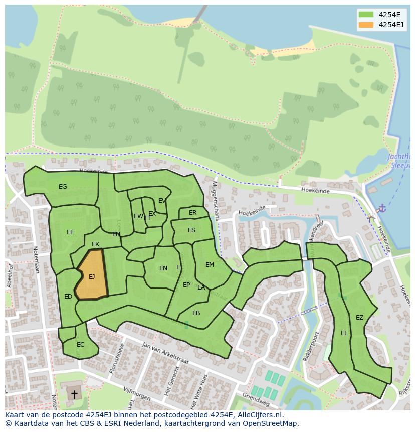Afbeelding van het postcodegebied 4254 EJ op de kaart.