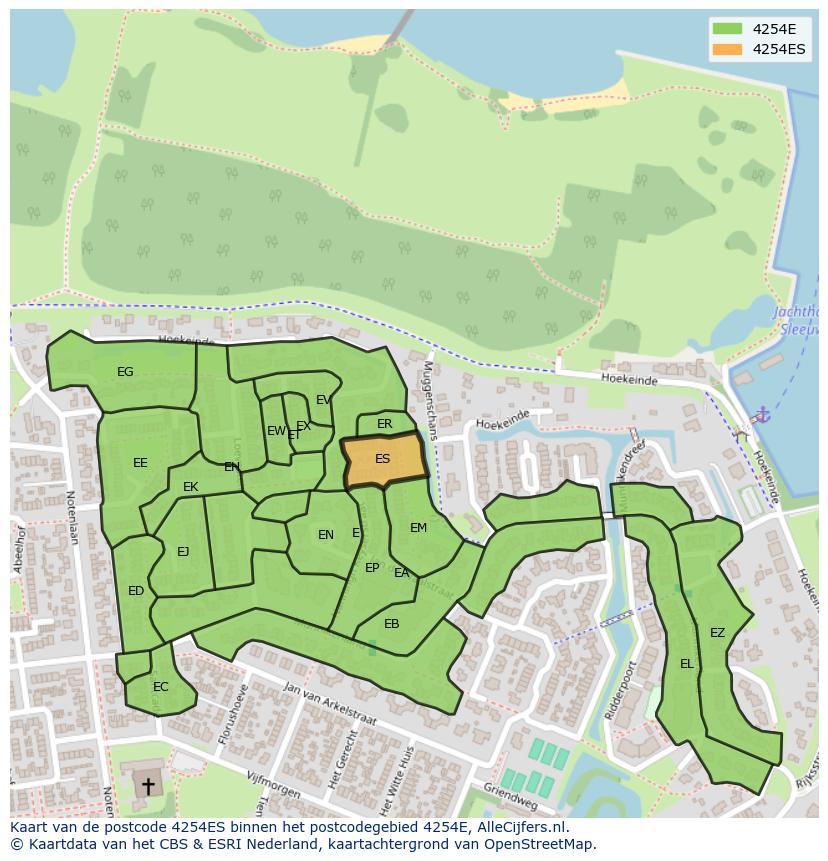 Afbeelding van het postcodegebied 4254 ES op de kaart.