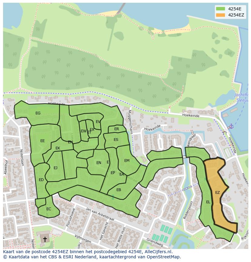 Afbeelding van het postcodegebied 4254 EZ op de kaart.