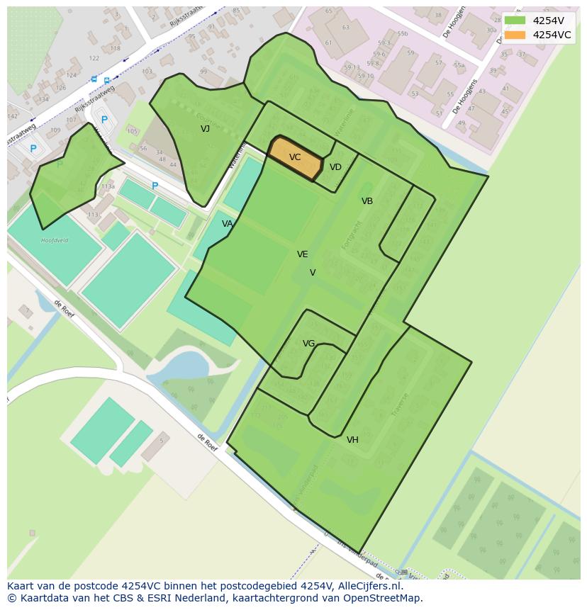 Afbeelding van het postcodegebied 4254 VC op de kaart.