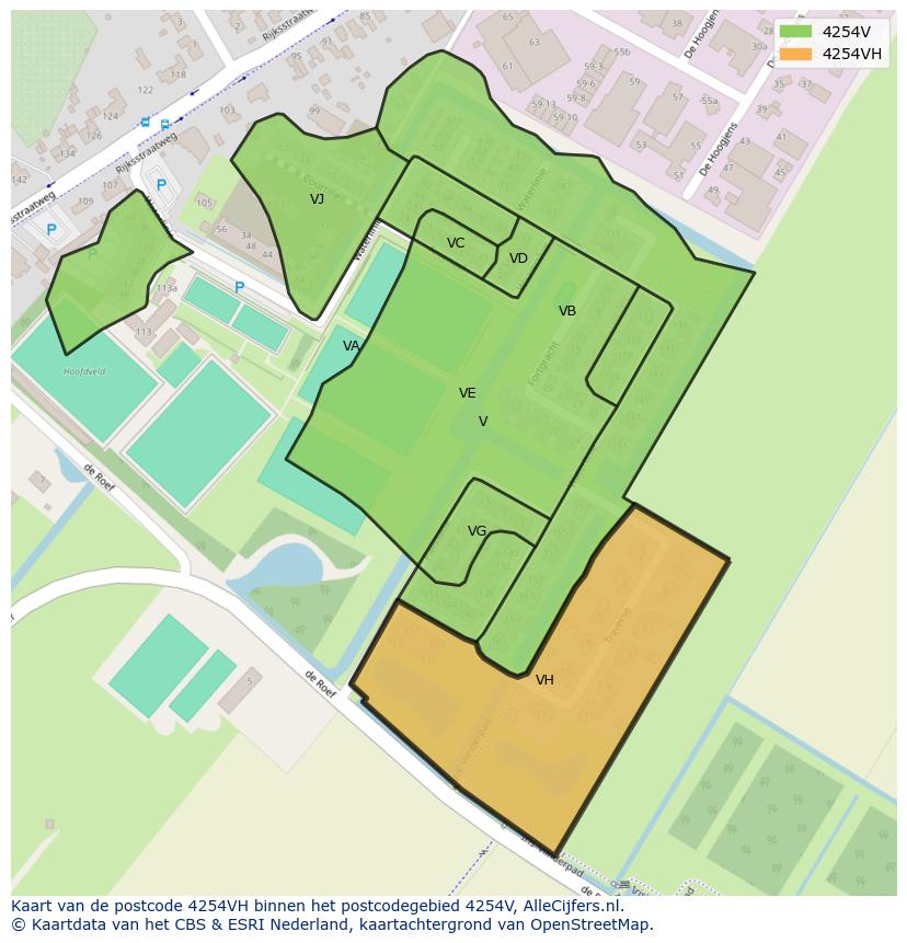 Afbeelding van het postcodegebied 4254 VH op de kaart.