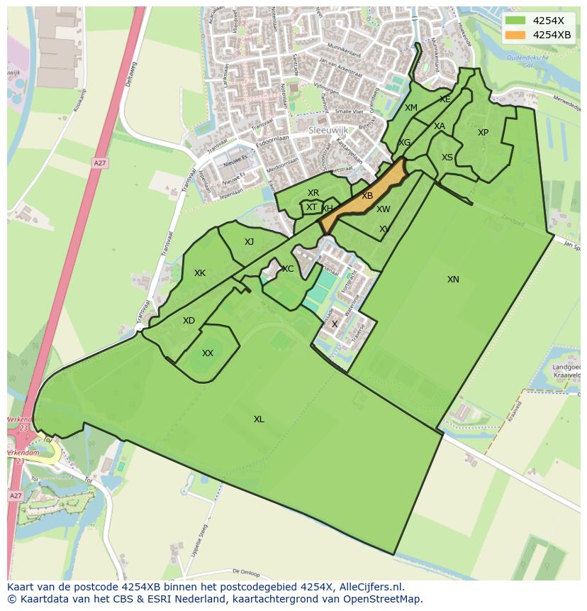 Afbeelding van het postcodegebied 4254 XB op de kaart.