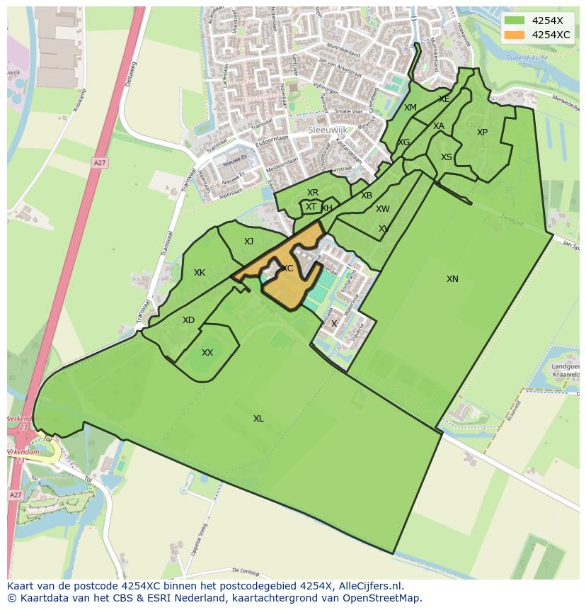 Afbeelding van het postcodegebied 4254 XC op de kaart.