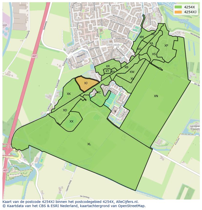 Afbeelding van het postcodegebied 4254 XJ op de kaart.