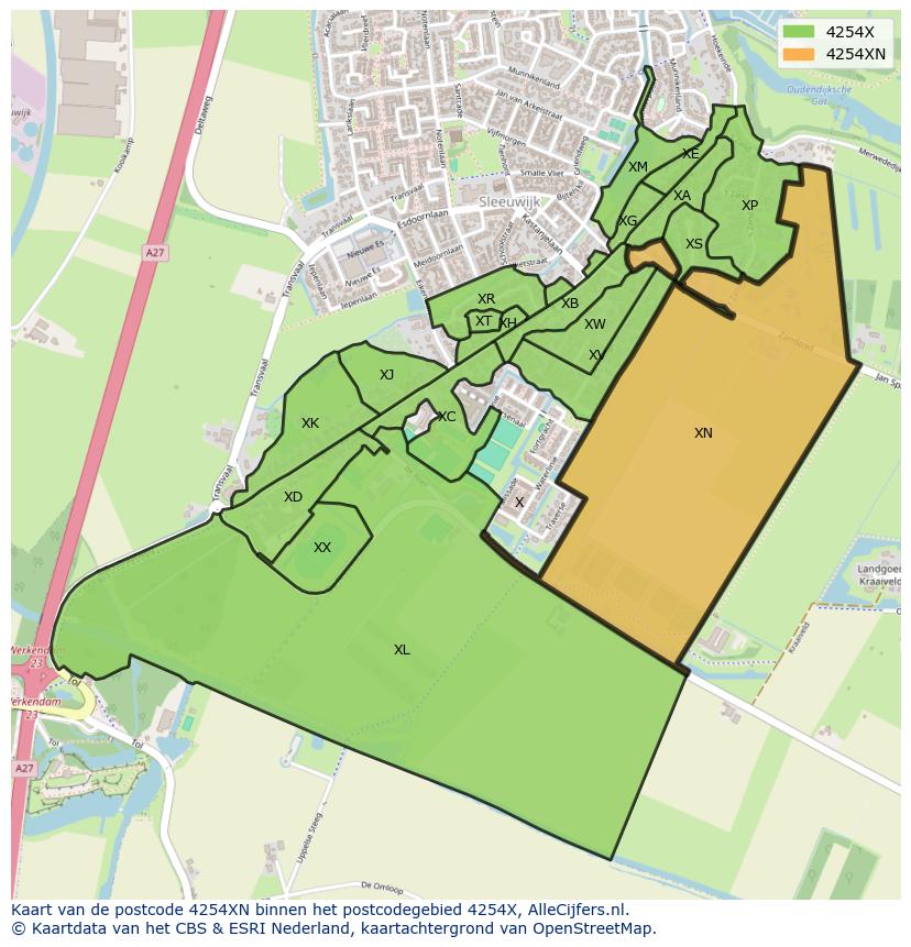 Afbeelding van het postcodegebied 4254 XN op de kaart.