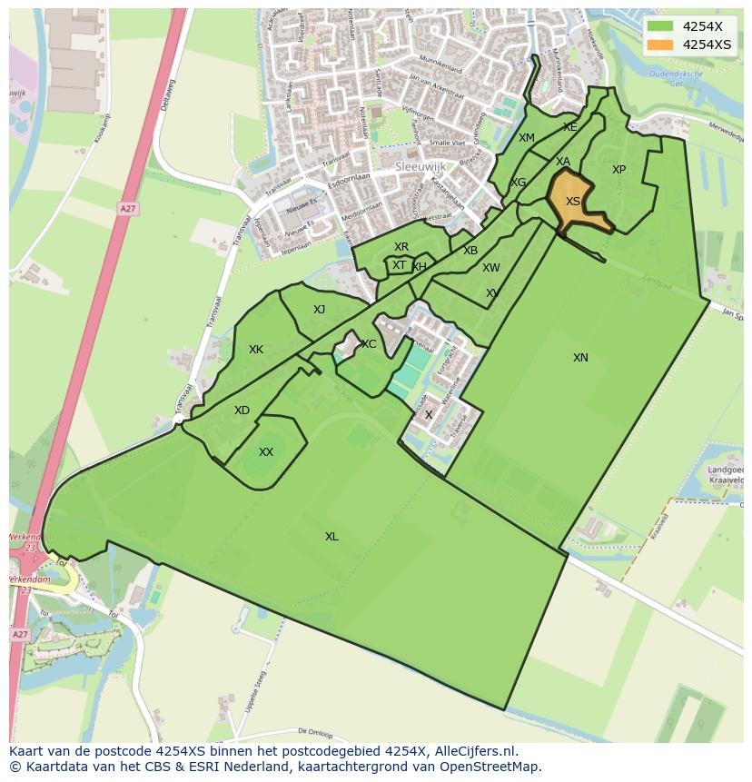 Afbeelding van het postcodegebied 4254 XS op de kaart.