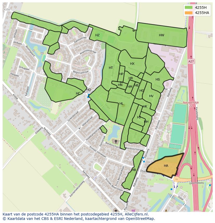 Afbeelding van het postcodegebied 4255 HA op de kaart.