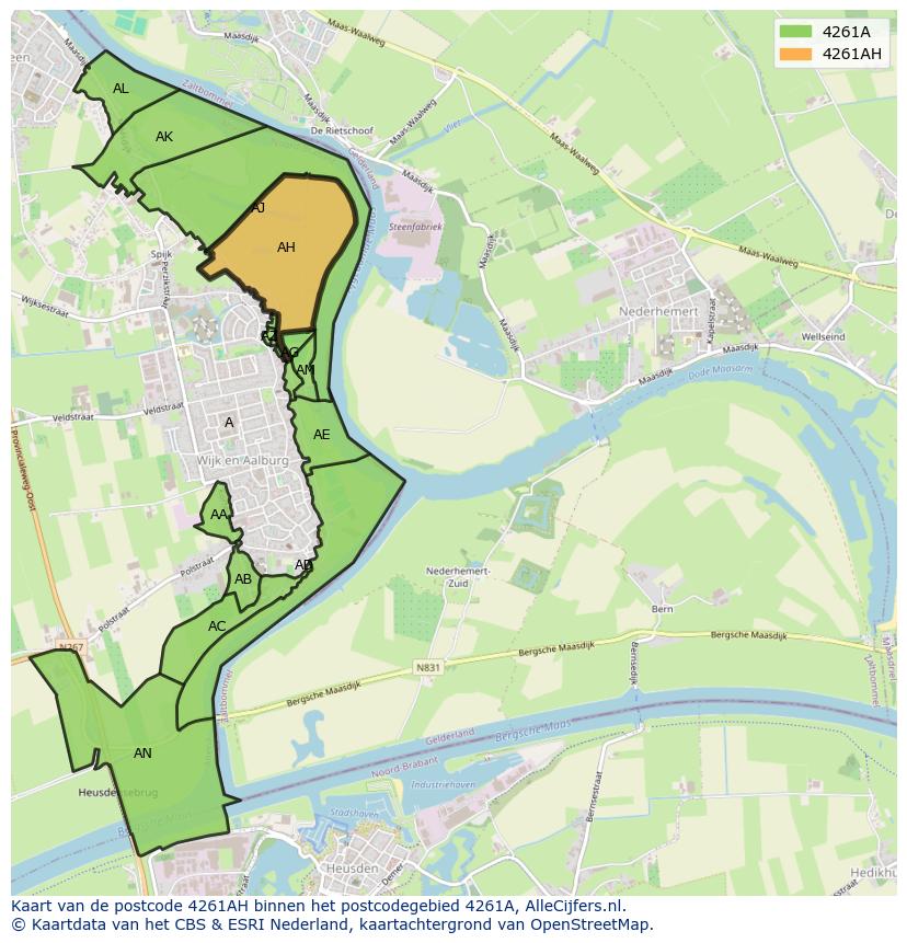Afbeelding van het postcodegebied 4261 AH op de kaart.