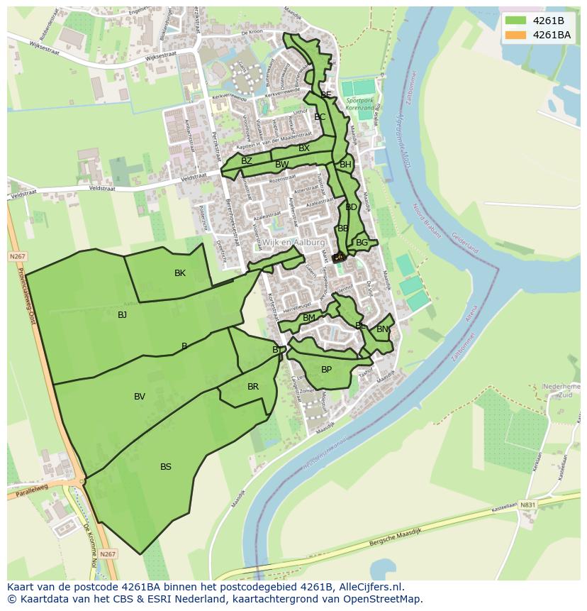 Afbeelding van het postcodegebied 4261 BA op de kaart.