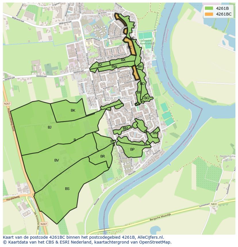 Afbeelding van het postcodegebied 4261 BC op de kaart.