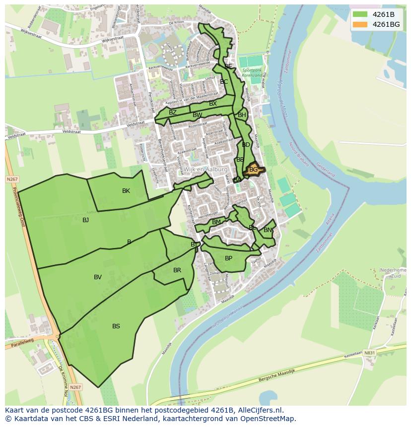 Afbeelding van het postcodegebied 4261 BG op de kaart.