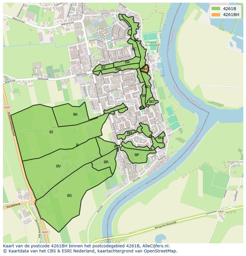 Afbeelding van het postcodegebied 4261 BH op de kaart.