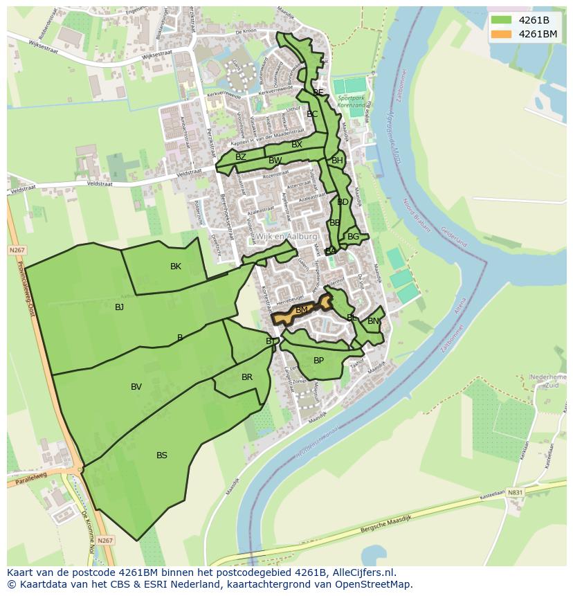 Afbeelding van het postcodegebied 4261 BM op de kaart.